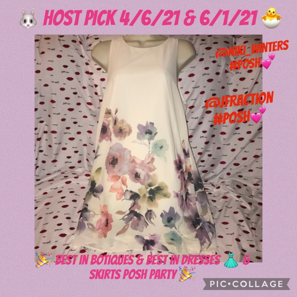Jella C medium white dress with pastel floral New